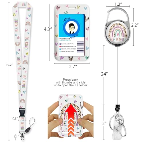 ID Badge Holder with Breakaway Lanyard, It's Fine Lanyards for Id Badges with Retractable Badge Reel and Card Holder Keychain, Cute Name Badge Clips for Nurse Teacher Office Gifts