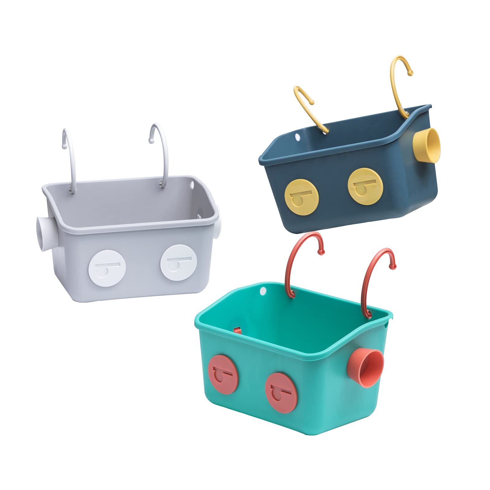 LUFOFOX Bath Toy Storage Organizer Basket, 3 Layers Colorful Robot Modeling Wall Mounted Kids Hanging Shower Caddy with Hooks for Shampoo