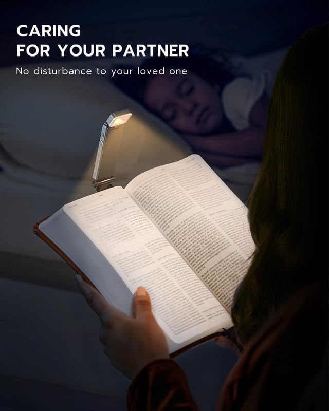 86lux Book Light, Rechargeable Reading Lights for Books in Bed, Ultralight Clip-on LED Bookmark Lamp with 3 Amber Colors & Stepless Dimming for Night Reading for Book Lovers, Kids, Mint Green