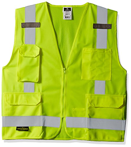 Radians SV7GM Class 2 Solid Front Mesh Back Surveyor Saftey Vests, Green, Medium