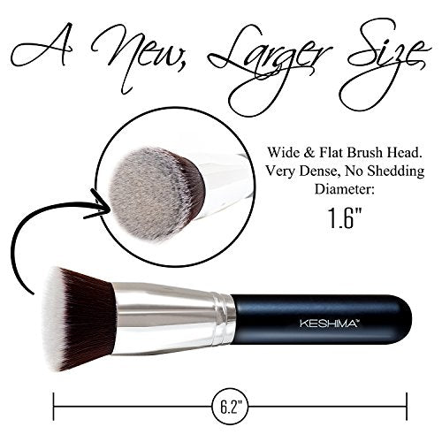 Large Flat Top Kabuki Foundation Brush By Keshima - Premium Makeup Brush for Liquid, Cream, and Powder - Buffing, Blending, and Face Brush, 1.6" Top Diameter