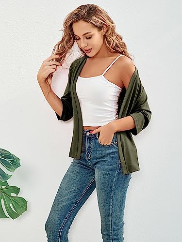 BENANCY Women 3/4 Sleeves Bolero Shrugs Open Front Lightweight Cardigan White M