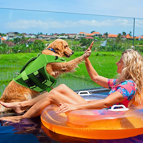 ASENKU Dog Life Jacket with Rescue Handle, Dog Life Vest for Swimming Boating with High Flotation, Ripstop Lightweight Pet Life Preserver with Reflective Stripes for Small Medium Large Dogs