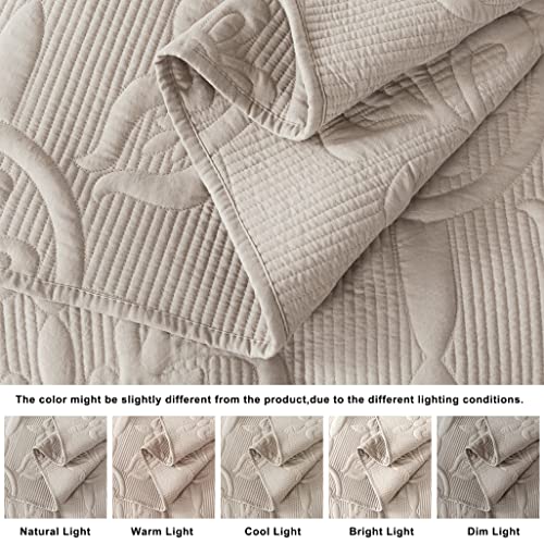 B2EVER Grey King Size Quilt Bedding Set with Pillow Sham, Ultra Soft Bedspread Coverlet, Lightweight Quilted Blanket Thin Comforter Bed Cover for All Season, 3 Piece, 104x90 inches