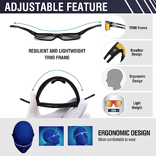 DUCO Sports Polarized Sunglasses for Men Women Running Sunglasses Fishing Cycling Baseball Glasses UV400 Protection DC0023