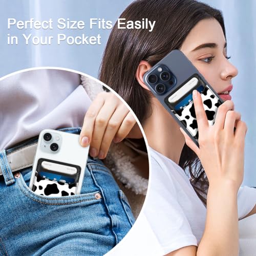 Yiyahu Self Adhesive Card Holders for Back of Phone, Leather RFID Phone Wallet Pockets Stick On, Credit Card Holders Sleeve for Phone Case Compatible with Most of Smartphones, White Flower