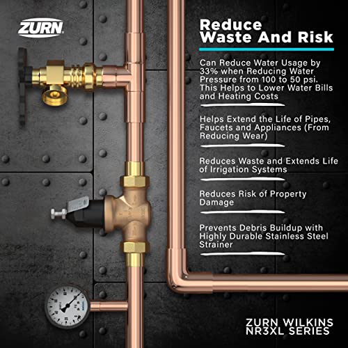 Zurn Wilkins 1-NR3XLDUC 1" NR3XL Pressure Reducing Valve with Double Union FNPT Copper Sweat Connection