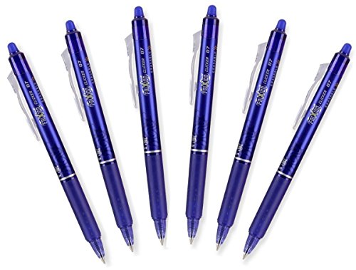 Pilot FriXion Ball 0.7mm Erasable Gel Pens, Fine Point, Blue Ink, Pack Of 6