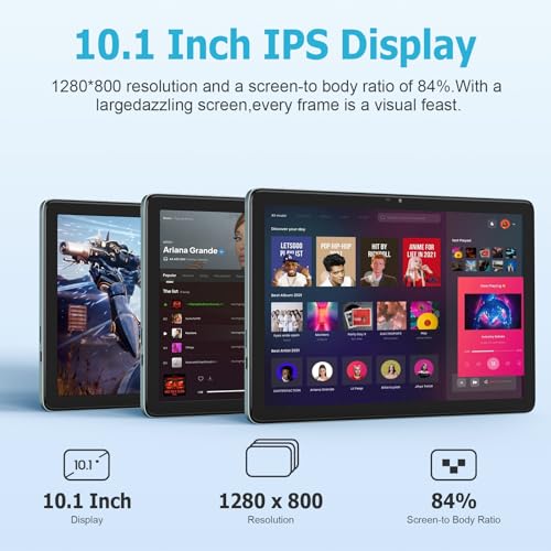 WDYQJE 10.1 Inch Android Tablet, Android 13 Tablets with 128GB+8(4+4 Expand) GB, 2.4+5G WiFi Tablet PC with FHD IPS Touch Screen, Dual 13MP+5MP Camera, Dual Stereo Speakers, Bluetooth5.0, GPS