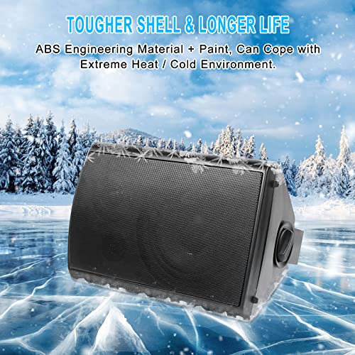 Herdio 6.5 inch 800W Outdoor Bluetooth Speakers Waterproof Wall Mounted Sound System with Multifunctional Amplifier, Powerful Bass & Stereo Sound, Easy to Install, for Patio Deck Porch (2 Pairs Black)