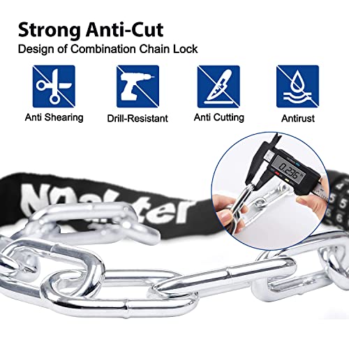 NDakter Bike Chain Lock, 5 Digit Combination Heavy Duty Anti Theft Bicycle Chain Lock, 3.2/4.27 Feet Long Security Resettable Bike Locks for Bike, Bicycle, Scooter, Motorcycle, Door, Gate, Fence