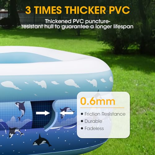 Extra Large Inflatable Pool with Pump for Adults, 130ā x 72ā x22ā Full Size Family Blow Up Pool, Swimming Pools Above Ground for Backyard Home Garden Lawn Indoor Outdoor