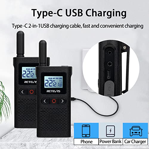 Retevis RB28B Small Walkie Talkies for Adults,Two Way Radio with Earpiece,VOX Handsfree,1500mAh Long Battery, Handheld 2 Way Radio Rechargeable for School Retail Restaurant Hotel (6 Pack)