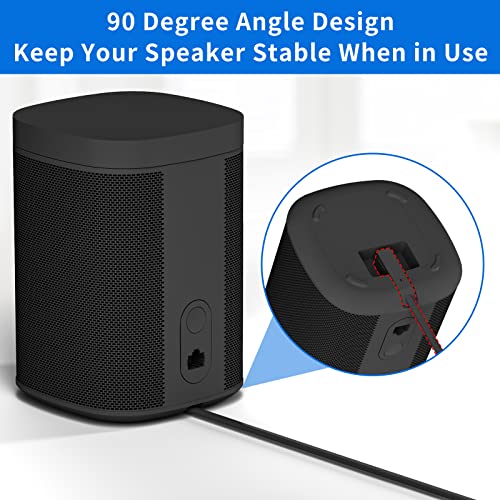Pair of 1.15Ft Short Power Cord for Sonos One/One SL/Play 1 Speaker Power Cable with 90 Degree Angle - 2 Prong Power Cable Replacement Cord for Sonos Power Plug Cable Speaker Accessories, Black