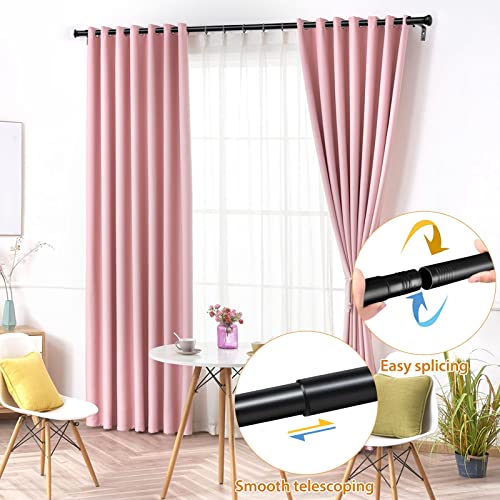 TONIAL Black Curtain Rods for Windows 28 to 48 Inches, Telescoping Splicing 3/4 Curtain Rod 32 to 43 Inch(2.6 to 3.6 ft), Decorative Single Drapery Rod with Small Finial