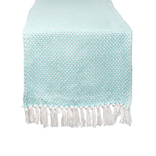 DII Woven Basics Collection 100% Cotton Knit Table Runner, 15x108, Jadeite