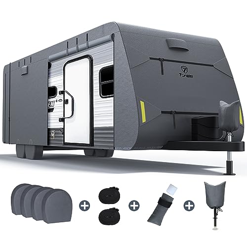 Fonzier Extra Thick 6 Layers Travel Trailer RV Cover, Anti-UV, Weatherproof, Rip-Stop, Utility Heavy Duty RV Cover for 15' 1"-18'
