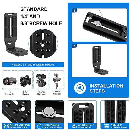 (Real Single One) DSLR Camera L Bracket Quick Release Plate Vertical Horizontal Switching Tripod Compatible with Canon Nikon Sony DJI Ronin Zhiyun Stabilizer Tripod Monopod Can't fit Manfrotto