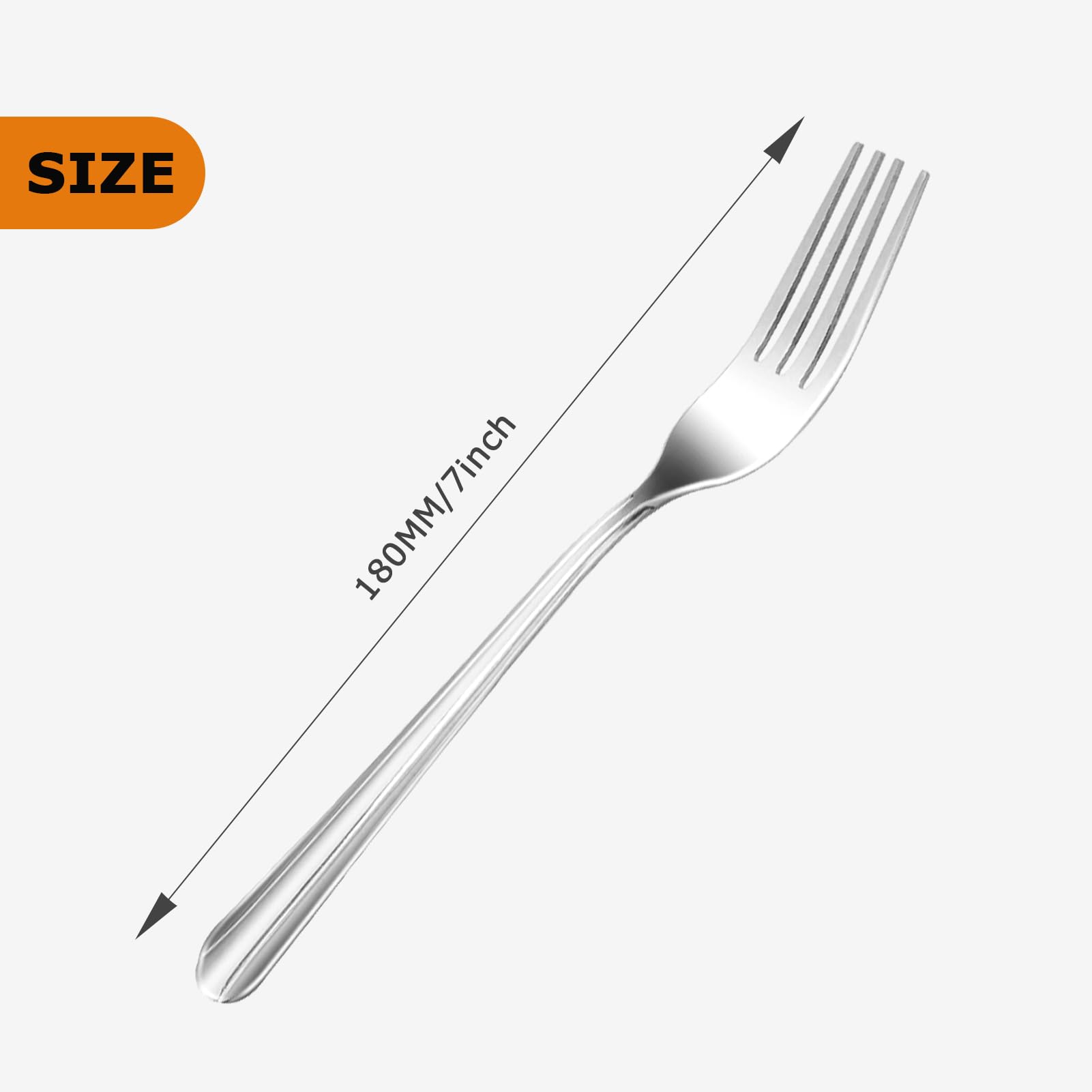 MJIYA 12 PCS Dinner Forks Silverware Set - 7 Inch Heavy Duty Stainless Steel Forks, Mirror Polished - Dishwasher Safe - Ideal for Home, Kitchen, or Restaurant Use