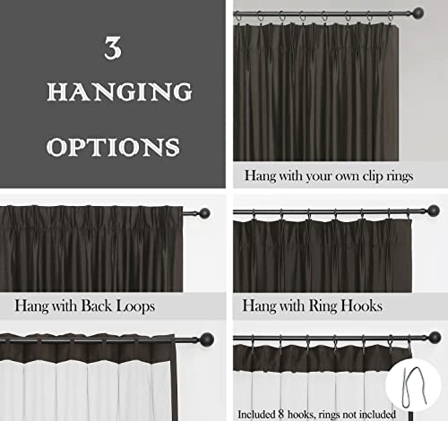 Central Park Cream Blackout Pinch Pleat Window Curtain for Bedroom Living Room Luxury Silk Panels with Full Blackout Liner Backtab Drapes with 12 Hooks (Ring not Include), 58"x84", 1 Panel