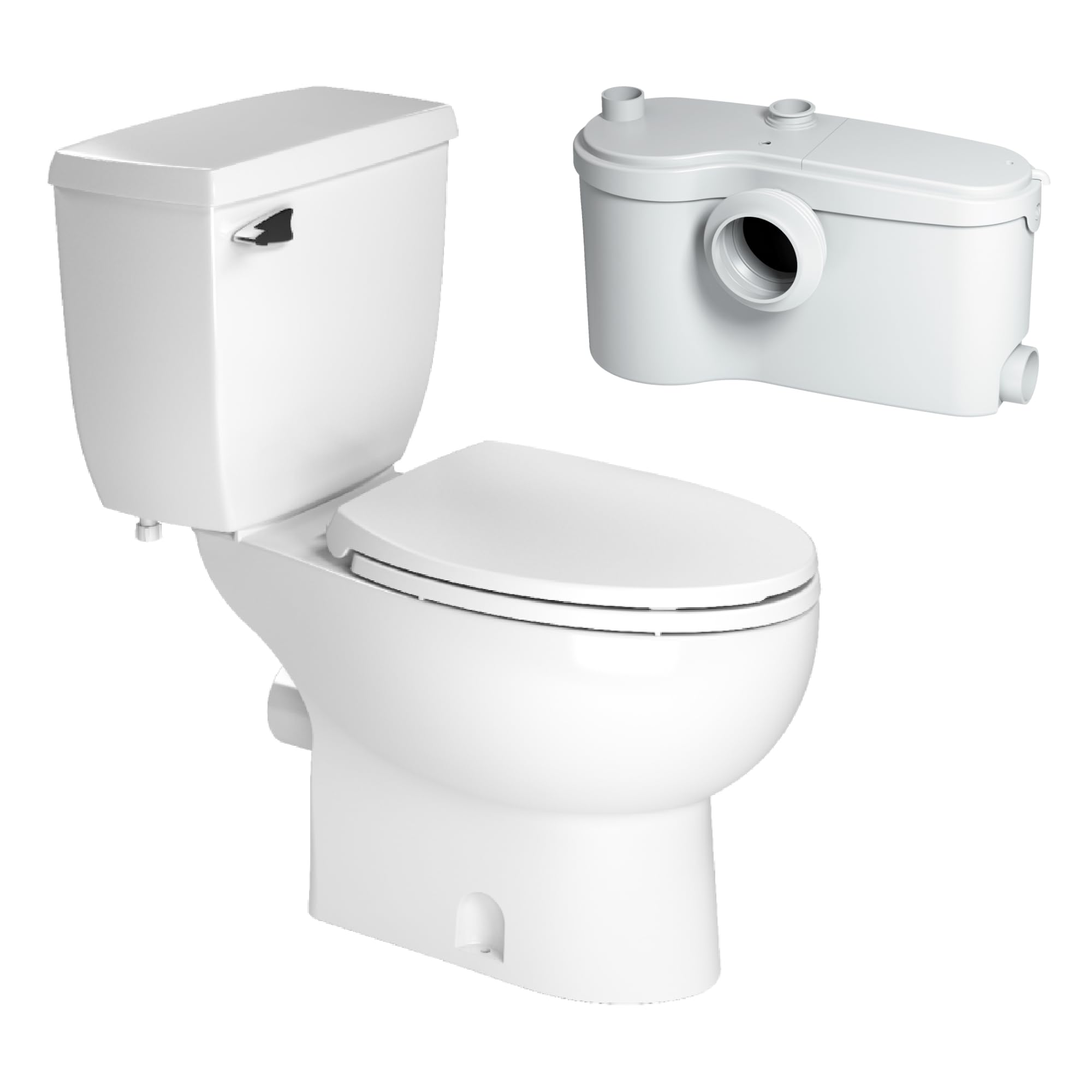 SANIFLO Sanibest Pro + Toilet Bowl Elongated + Toilet Tank Bundle - Residential - White