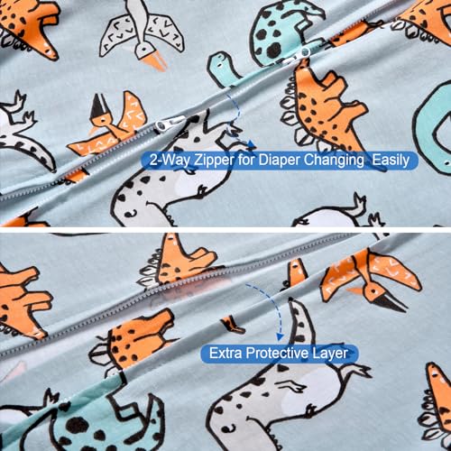 PHF Baby Sleep Sack 0-6 Months 3 Pack 100% Cotton Baby Wearable Blanket, 2-Way Zipper 0.5 TOG Toddler Sleeping Sack, Comfy Sleep Bag for Baby Boys Girls, Dinosaur (Small)