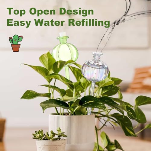 Plant Watering Globes Large, 4 Pcs Self Watering Planter Insert for Indoor & Outdoor Plants,Plant Automatic Watering Bulbs,Self Watering Spikes Last Up to 5 Days