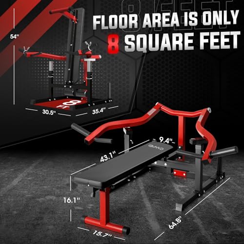 GMWD Chest Press Machine, 1250LBS Bench Press Machine with Independent Converging Arms, Adjustable Flat Incline Bench for Chest, AB Workouts, Shoulder Home Gym Equipment, Black