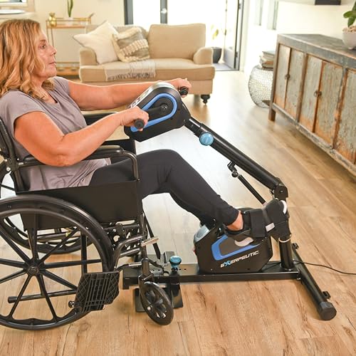 Exerpeutic 2000M Motorized Under Desk Exercise Bike - Electric Legs and Arms Pedal Exerciser - Fitness Equipment for Home Use - Remote Work Office Accessory - Black