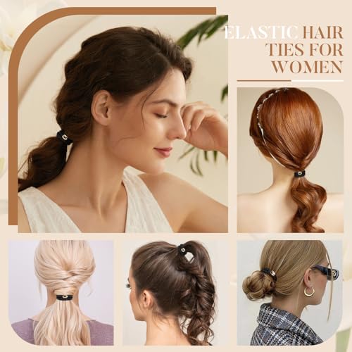 FORENEE Hair Ties No Damage - 10PCS Ponytail Holders - Elastic Hair Ties for Thick Hair - Braided Hair Bands for Women Girls's Hair - Black
