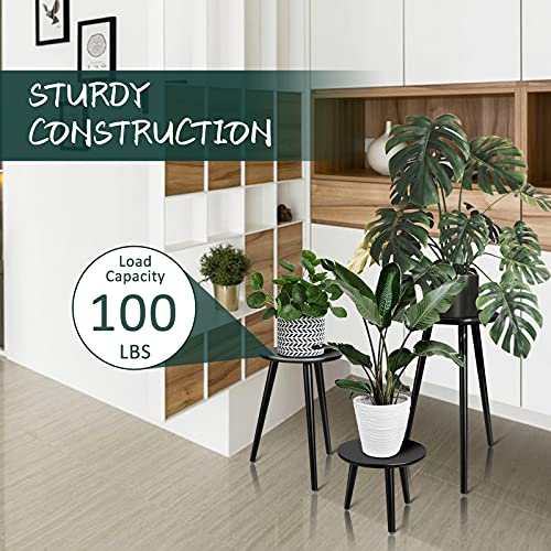 Uneedem Indoor Plant Stand Wood Mid Century Modern Small Round Side Plant Table for Indoor Plants, 8.9" Tall Plant Holder for Flower Pots End Table