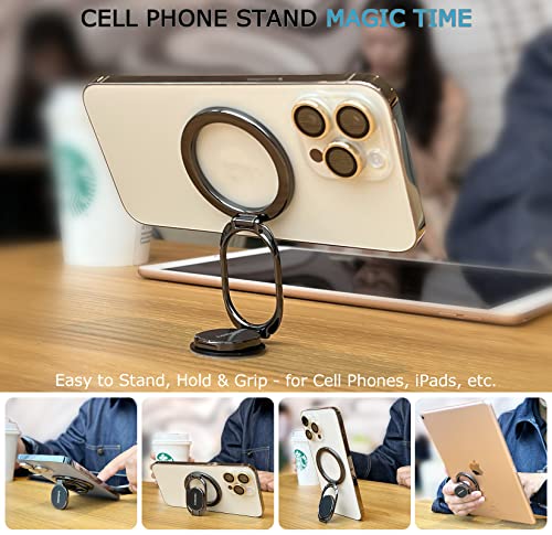 Doflyesky for Magsafe Magnetic Phone Ring Holder, Double Adjustable Gym Finger Ring Grip and Stand, Removable Phone Grip Holder for iPhone, iPad and Smartphones, Compatible with Magnetic Car Mount