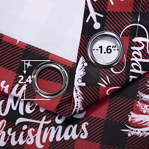 PANELSBURG Christmas Kitchen Window Curtains Over Sink,Red 45 Inch Length Cute Buffalo Plaid Cafe Blackout Short Curtains for Small Bathroom Window Living Room,Cortinas de Navidad Cocina para Sala