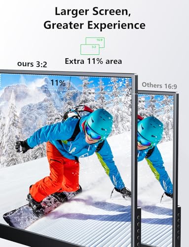 Pornitor Portable Monitor, 14 inch 3:2 QHD IPS Laptop Monitor, Dual USB C HDMI Laptop Screen Extender, 2160*1440P Gaming Display with 2 Speakers, Travel Monitor for Laptop PS4/5 PC Phone Xbox Switch