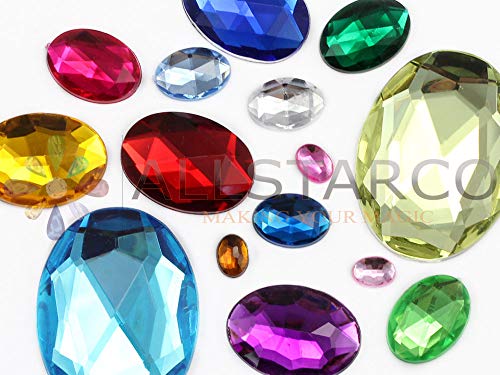 Allstarco KraftGenius 40x30mm Pink Fuchsia .NAT01 Large Flat Back Oval Acrylic Rhinestones Cosplay Costume Gems Plastic Jewels Embelishments DIY Crafts Gemstones - 4 Pieces