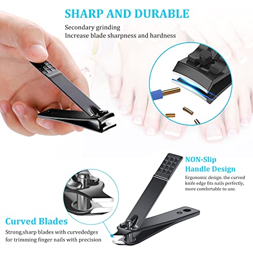 Nail Clippers Sets High Precisio Stainless Steel Nail Cutter Pedicure Kit Nail File Sharp Nail Scissors and Clipper Manicure Pedicure Kit Fingernails & Toenails with Portable cas