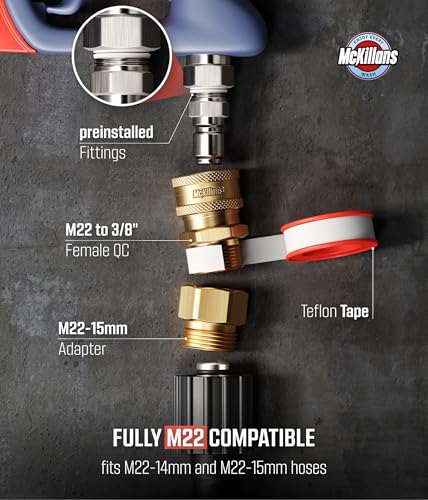 McKillans® Swivel Gun PRO - Short Pressure Washer Gun with Swivel - Innovative Nozzle Holder - High Pressure Washer Handle - 3/8" Male Plug & 1/4” Quick Connect Coupler - Car Wash Power Water Gun