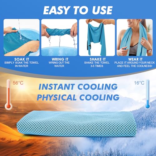 CSITE 12 Pack Cooling Towels Bulk (47"x12") for Neck and Face, Ice Towel for Hot Weather, Soft Breathable Cold Towel, Microfiber Towel, Sweat Towel for Yoga, Sports, Workout, Running, Golf, Camping