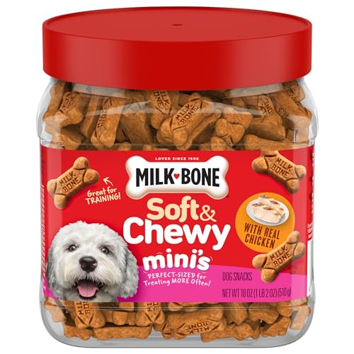 Milk-Bone Soft & Chewy Dog Treats Bundle: Chicken Recipe 25 Ounce + Real Bacon 25 Ounce