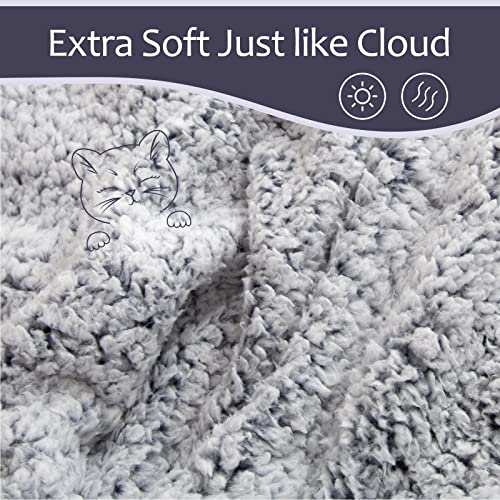 EMME Fuzzy Fleece Warm Blanket 50"x60" Throw Size Ultra Soft Warm Sherpa Blanket Microfiber Cozy Blanket for Couch Sofa Lightweight Fuzzy Thick Reversible Couch Blanket (Grey, 50"x60")