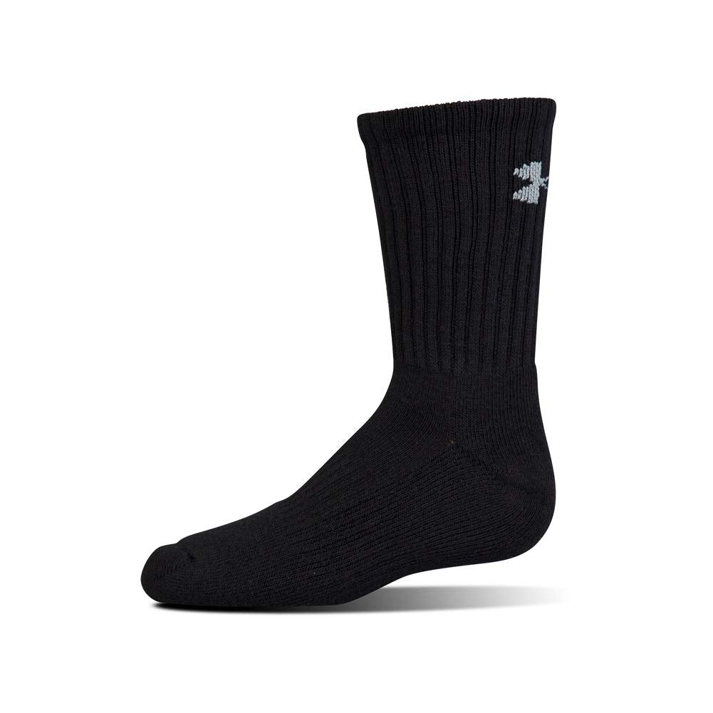 Under Armour Adult Charged Cotton Crew Socks, Multipairs, Black/Gray (6-Pairs), Large