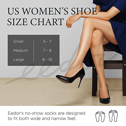 Eedor Thin No Show Socks Womens - 8 Pairs - Non Slip Flat Boat Line Low Cut Socks Multi Color Medium (7-8)