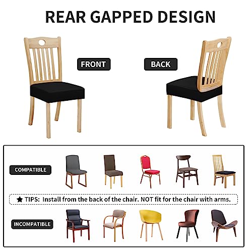 Easy-Going 100% Waterproof Seat Covers for Dining Room Chairs, Stretch Jacquard Chair Seat Slipcovers Removable and Washable Kitchen Dining Chair Covers (Set of 8, Light Gray)