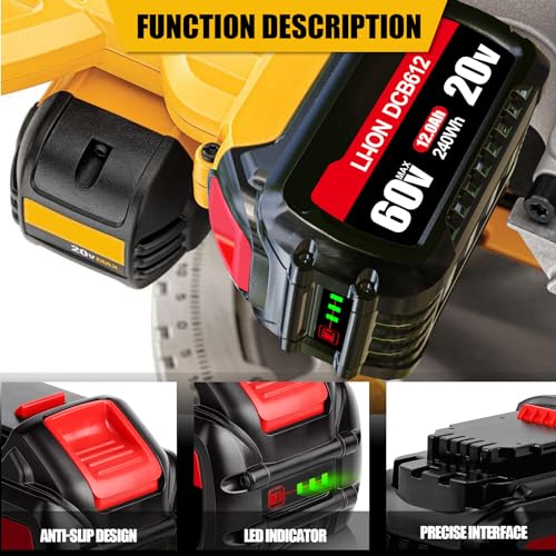 NEPOWILL 20V/60V 9.0Ah Replacement Battery for DeWalt 60V Flexvolt Battery, Compatible with DeWalt Battery DCB606 DCB609 DCB206 DCB204 DCB180 DCB200 Fit for DeWalt 20V/60V/120V Cordless Tools