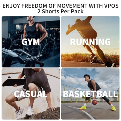 VPOS 2 Pack Men's Athletic Shorts 7 Inch Inseam, Mens Workout Shorts Lightweight Quick Dry Gym Running Shorts for Men Navy/Black, XXL