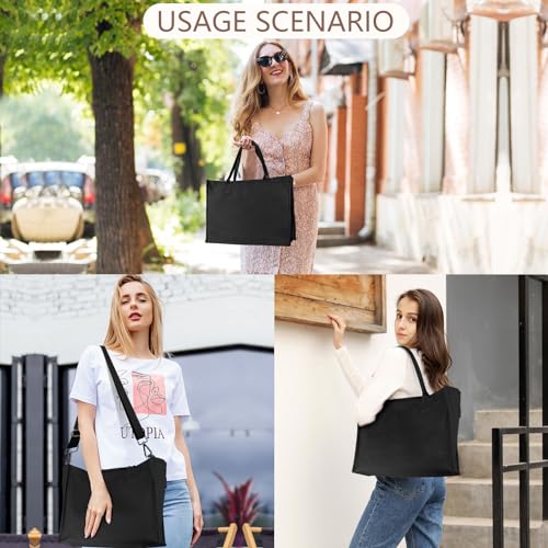 ONEGenug Large Canvas Tote Bag for Women with Multi Pockets, Women's Tote Handbags, Laptop Crossbody Bag with Zipper for Work Travel