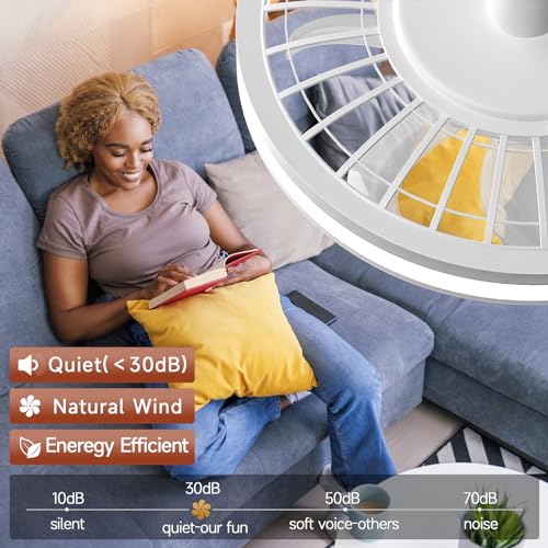13 In Socket Fan Light with Remote & APP-2,500 lumens White Plug in Ceiling Fan, 4 Fan Speeds,3 Color Dimming, 3300K-6700K,E26/E27 Screw in Small Ceiling Fan for Bedroom, Kitchen and Living Room