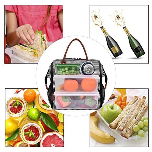 LOKASS Lunch Bag Women Insulated Lunch Box Wide-Open Lunch Tote Bag Large Waterproof Cooler Bag for Work Picnic Hiking Beach(Gray)