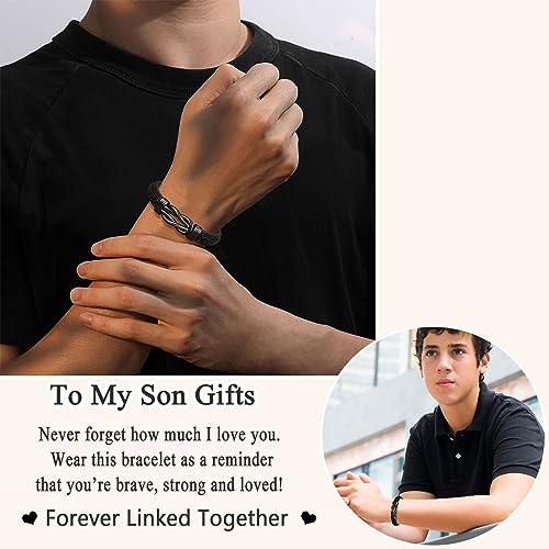 ORISPRE Fathers' Day Gifts from Girlfriend for Boyfriend Husband Him Men Birthday Gift Ideas Anniversary Mens Leather Bracelet Unique Gifts Who Have Everything Want Nothing