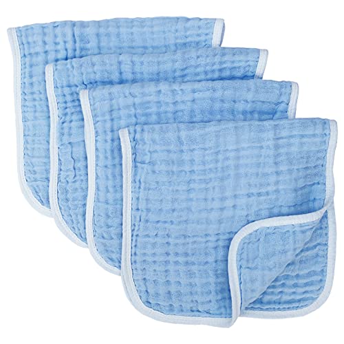 Synrroe Burp Cloths Large, Muslin Burp Cloths for Baby Girls and Boys, Pack of 4 Extra Absorbent and Soft Muslin Bibs, 6 Layers 20 by 10 Inches 100% Cotton (Grey-White 4 Pack)